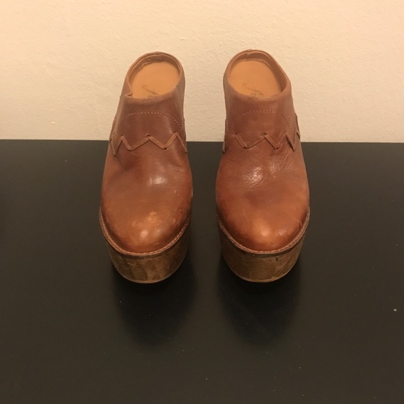 Free People Brown Leather Clogs 38 - Picture 2 of 7